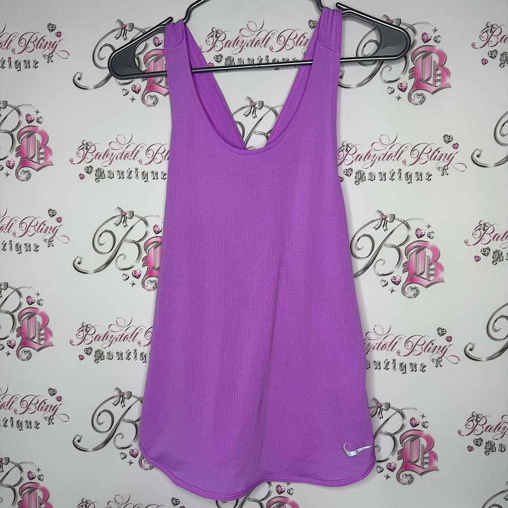 Nike tank top criss cross racer back lilac purple royal luxe buttery soft fabric